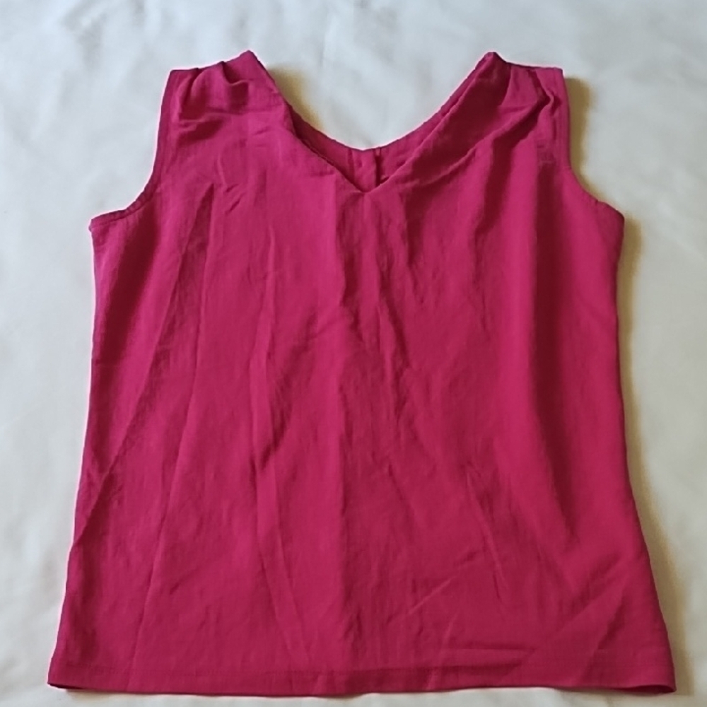 Foxcroft Button Back Pink Sleeveless Top